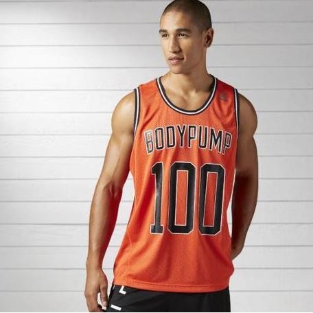 Reebok LESMILLS / Les Mills BODY PUMP 100 Male Muscle Tank Orange LM