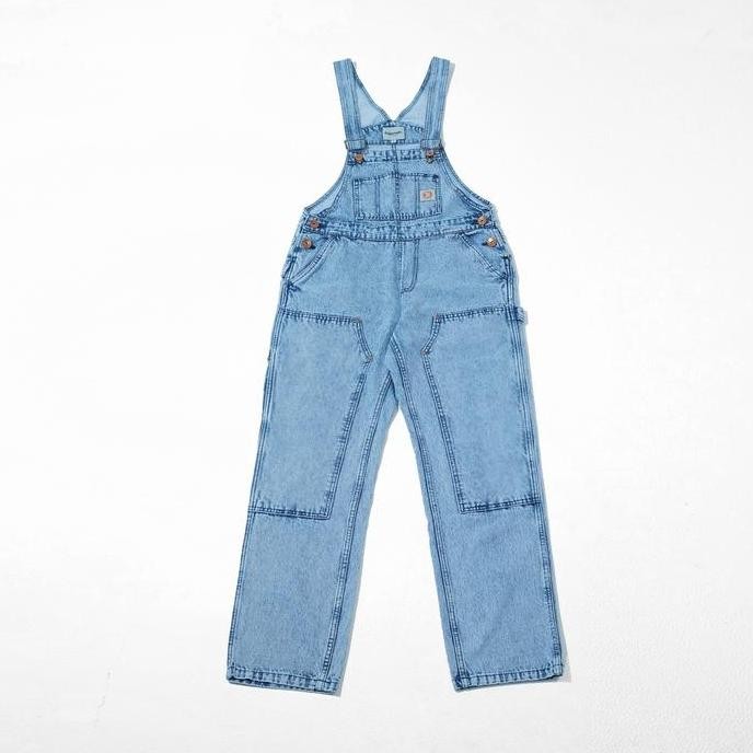 Sale Superego - Overall Carpenter Double Knee Denim Loose Straight Snow Light Blue Ova01A