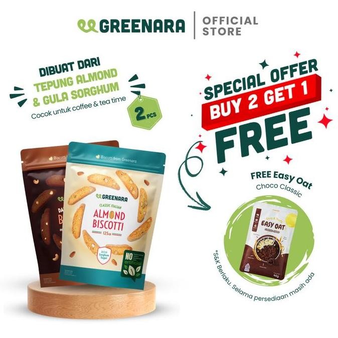 

Murah Bundle Greenara Biscotti - Paket Greenara Dark Chocolate Cashew Biscotti Dan Greenara Italian Almond Biscotti