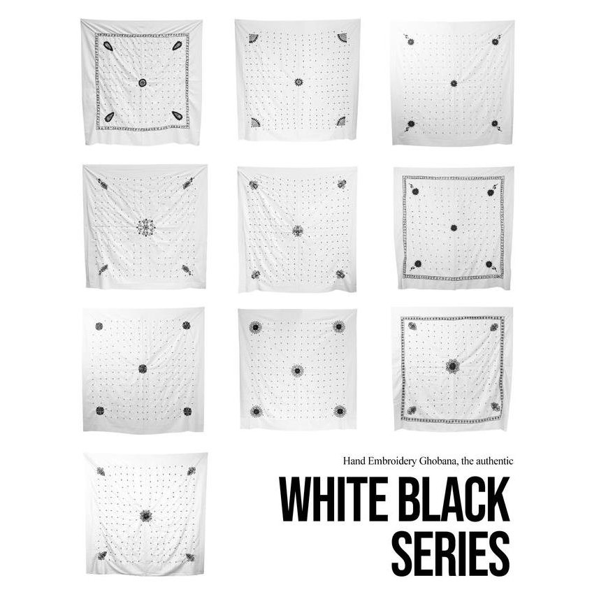 PROMO Yateer Imamah Hijazy Ghobanah Original Hand Embroidery Serian Putih Hitam - BFS