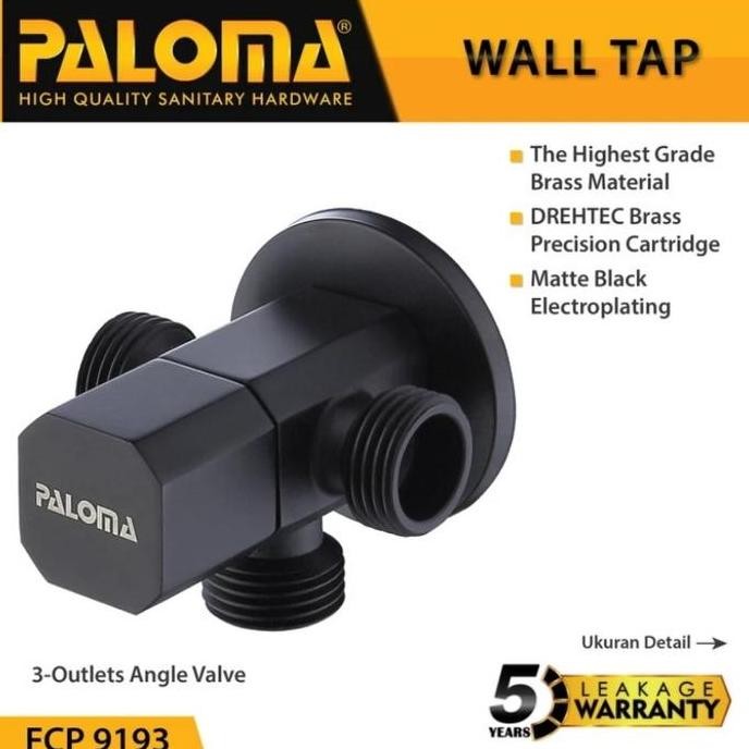 PROMO PALOMA FCP 9193 STOP KRAN CABANG 3 HITAM TOILET WC JET SHOWER