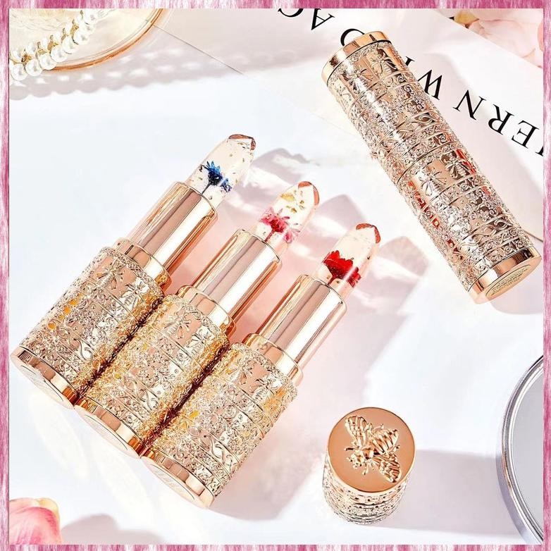 Qv21 Yzs Bunga Foil Emas Esensi Lipstik Berubah Suhu Lipstik Berubah Warna Dasar Lipstik Makeup Lips