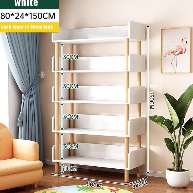 Rak Buku Rak Pajangan Bunga Minimalis 4 Susun Rak Kayu Tanaman Hias