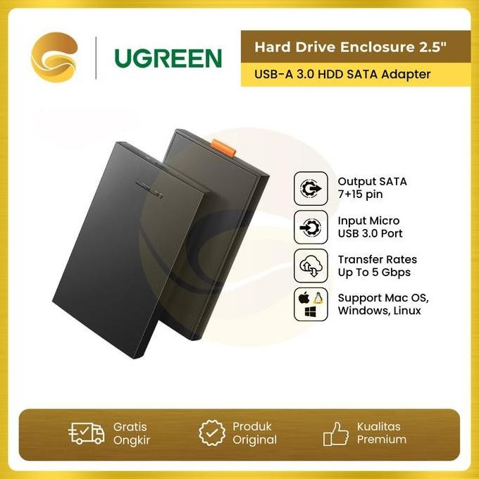 TERBARU - UGREEN Hard Drive Enclosure 2.5" USB-A 3.0 HDD SATA Adapter USB 3.0