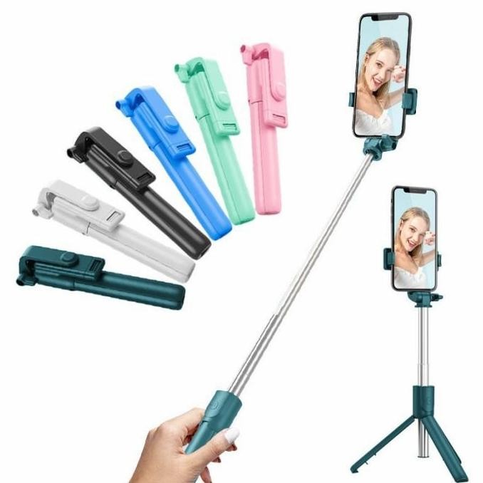 Tongsis Bluetooth 3In1 Tripod Macaron R1 Selfie Stick Grosir