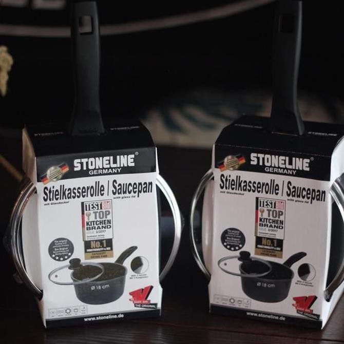 TERLARIS - Stoneline Saucepan 18 cm Classic New + tutup kaca Pfoa free ,ptfe free