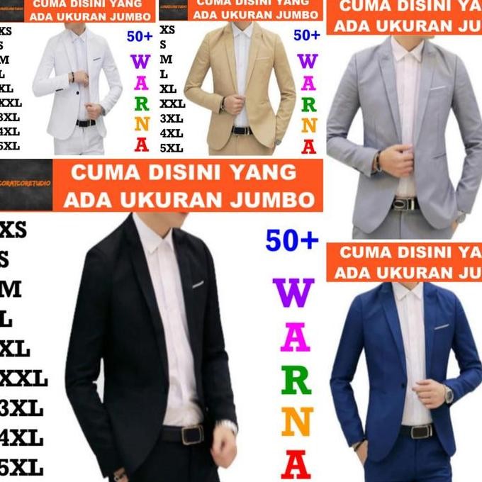 Blazer Cowok Jas Pria Tebal Putih Hitam Abu Biru Navy Coklat Susu 2