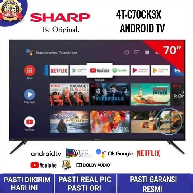 NEW Sharp LED TV 70 Inch 4T-C70CK3X / 70CK3X Smart Android TV UHD 4K HDR