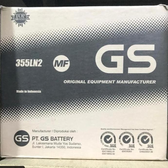 Aki Mobil Battery GS ASTRA GS MF 355LN2 LN2 12V-60AH INNOVA BENSIN