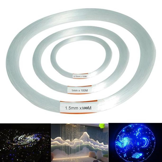 100m PMMA Clear Plastic Fiber Optic Cable End Grow Led Lampu - 1.5 mm