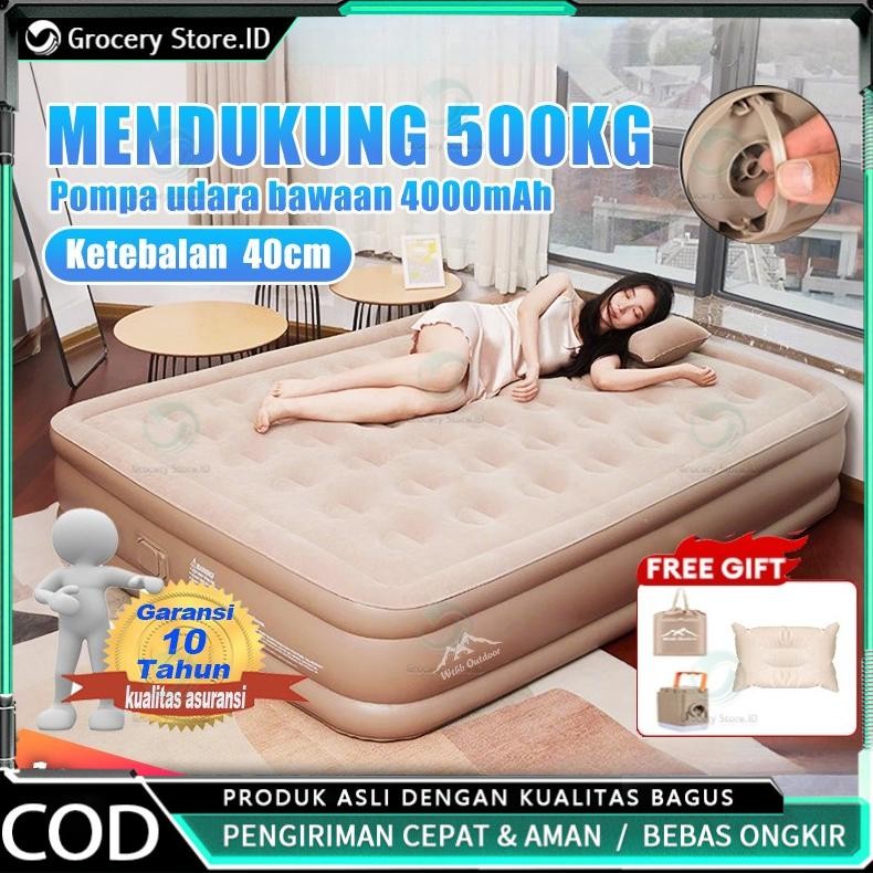 kasur angin pompa otomatis outdoor Kasur pompa lipat kasur tiup Queen kasur angin camping perjalanan