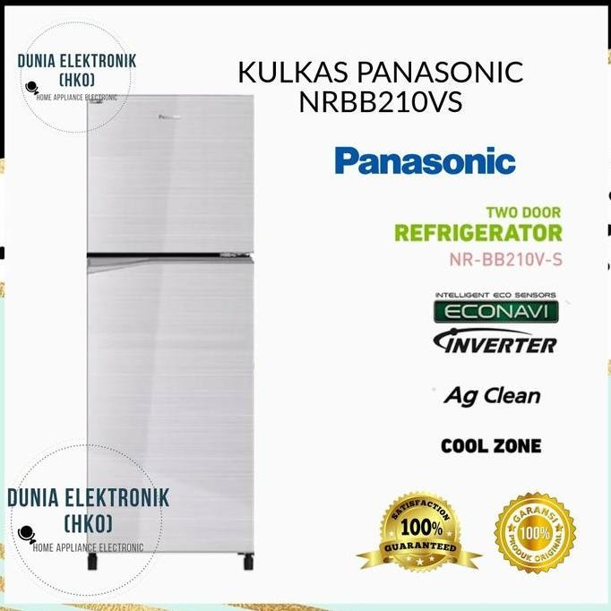 NEW KULKAS PANASONIC NR-BB210V-S NRBB210VS LEMARI ES 2 PINTU INVERTER