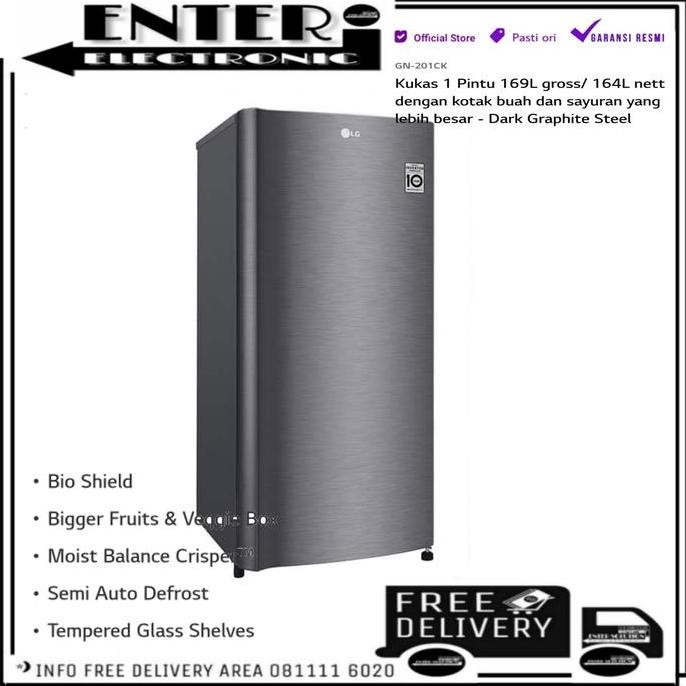 TERBARU - LG GN201CK - LEMARI ES 1 PINTU LG 169L 164L KULKAS 1 PINTU LG GN 201CK