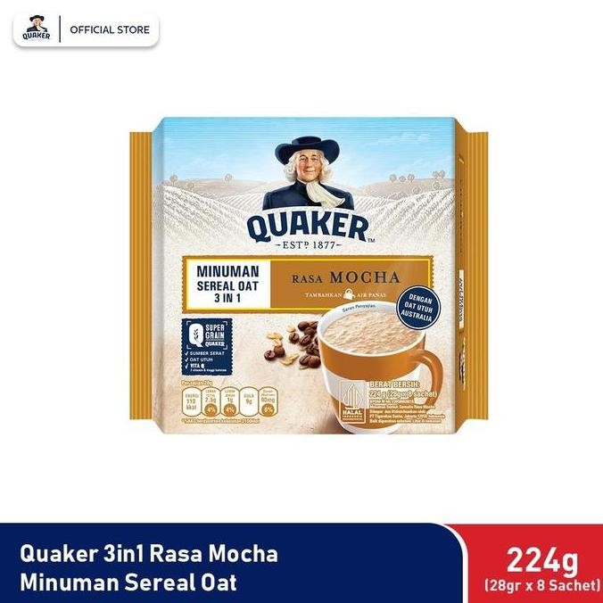

[ Hadiah Gratis ] Quaker 3in1 Mocha Polybag 224g Minuman Sereal Oats