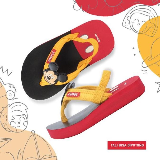 Zuma X Disney Mickey Baby/Sandal Karet Tali Sandal Jepit Bayi - Hitam