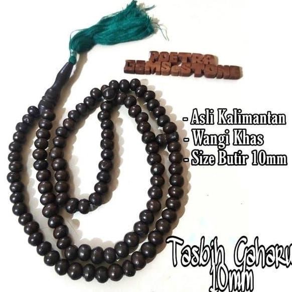 Tasbih Kayu Gaharu Hitam 10Mm 99Butir Asli Wangi Khas Gaharu Kalimanta