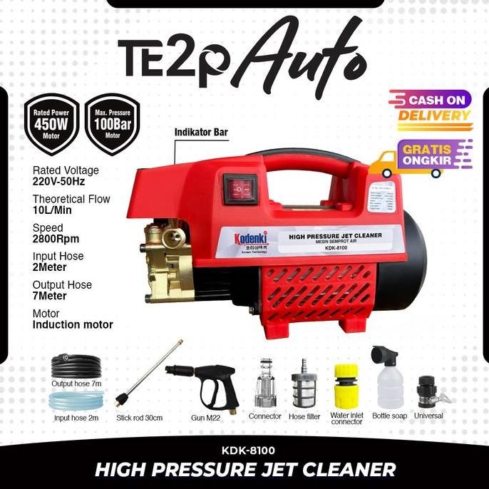 Mesin Jet Cleaner Alat Cuci Mobil Motor Car Kendaraan - Kodenki KDK-8100 High Pressure Washer Steam 