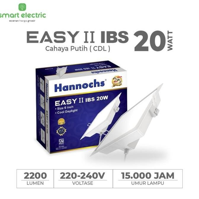 BEBAS ONGKIR - Hannochs Easy 20 Watt Lampu Downlight Kotak LED Ceiling Tanam Plafon