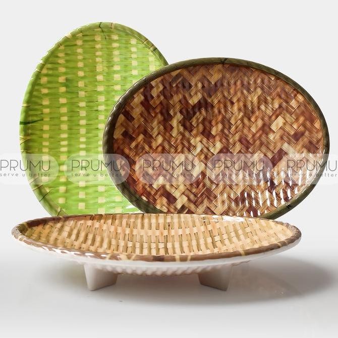 Piring Oval Melamin Motif Rotan - Piring Unik - Piring Saji - W 7809 Allshop