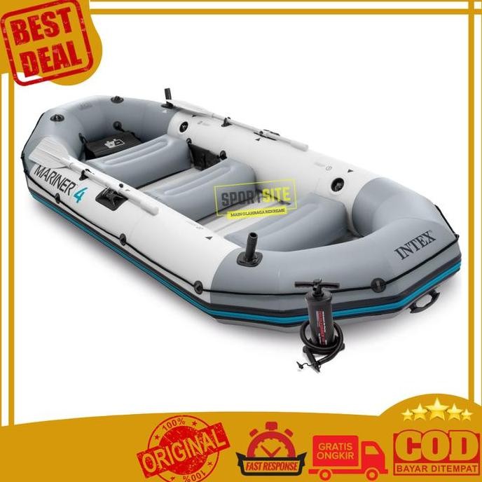 Intex Mariner 4 Set Kapal Perahu Karet Renang Dewasa Inflatable Boat Paket Perahu Karet + Dayung Alu