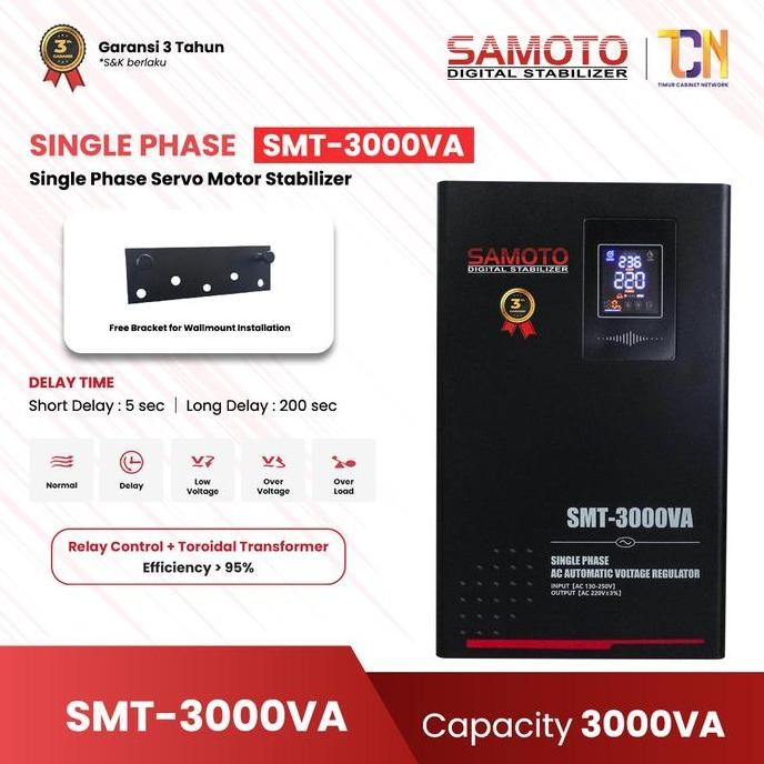 SAMOTO Stabilizer 3000VA Stavolt Single Phase Stavolt SMT3000VA Stabiliser SMT