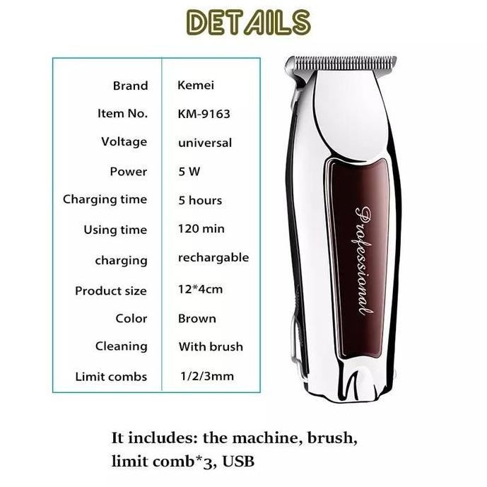 Promo KEMEI 9163 Alat Cukur Rambut Kemei KM-9163 Hair Clipper Trimmer KM 9163 Wireless Mesin Cukur E