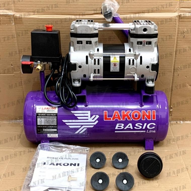 KOMPRESOR LAKONI BASIC 550 SL SERIES - TIPE OILESS TERBARU SILENT TANPA OLI 10 LITER - 0,75HP 550WAT