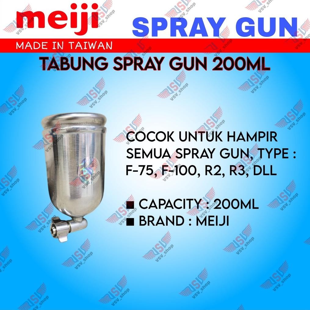 Meiji Tabung Spray Gun 200ml untuk F75 F100 R2 R3 DLL Tangki Cat untuk Spray gun aSt