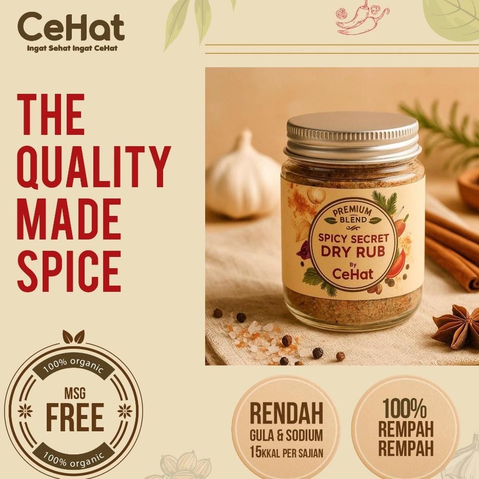 

Cehat Dry Rub Marinasi Bumbu Rendah Kal Daging Dada Ayam Ikan Non Msg 100G