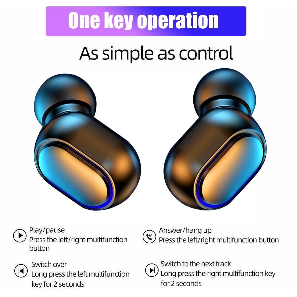 Jovitech TWS Earphone Bluetooth Wireless Earbuds Digital Click Button LED Display Waterproof - T10