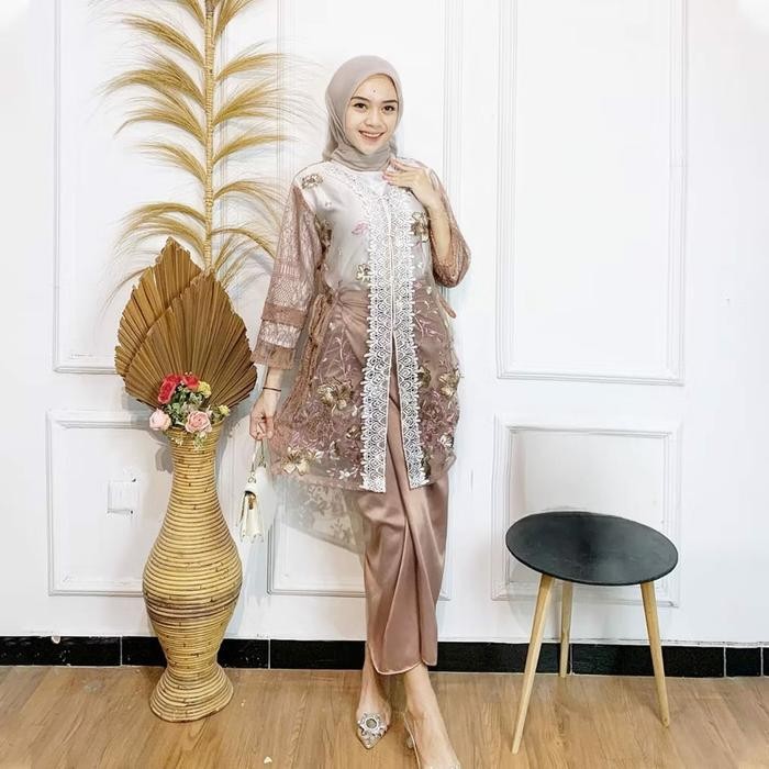 Fa Batik One Set Wanita Terbaru Kekinian Motif Tulle Bunga Gardenia Warna Mix Renda Full Chantily Ha