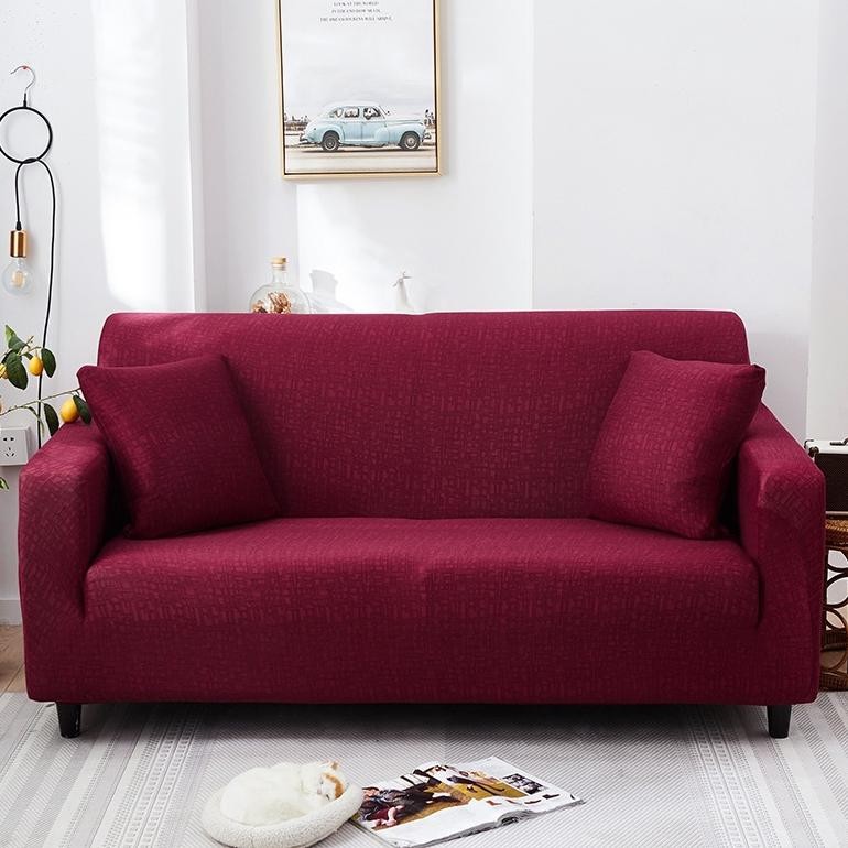 ETFELICEL Elastic Sofa Cover Grid / Sarung Sofa Kain Penutup Sofa Elastis Stretch Bermotif Garis