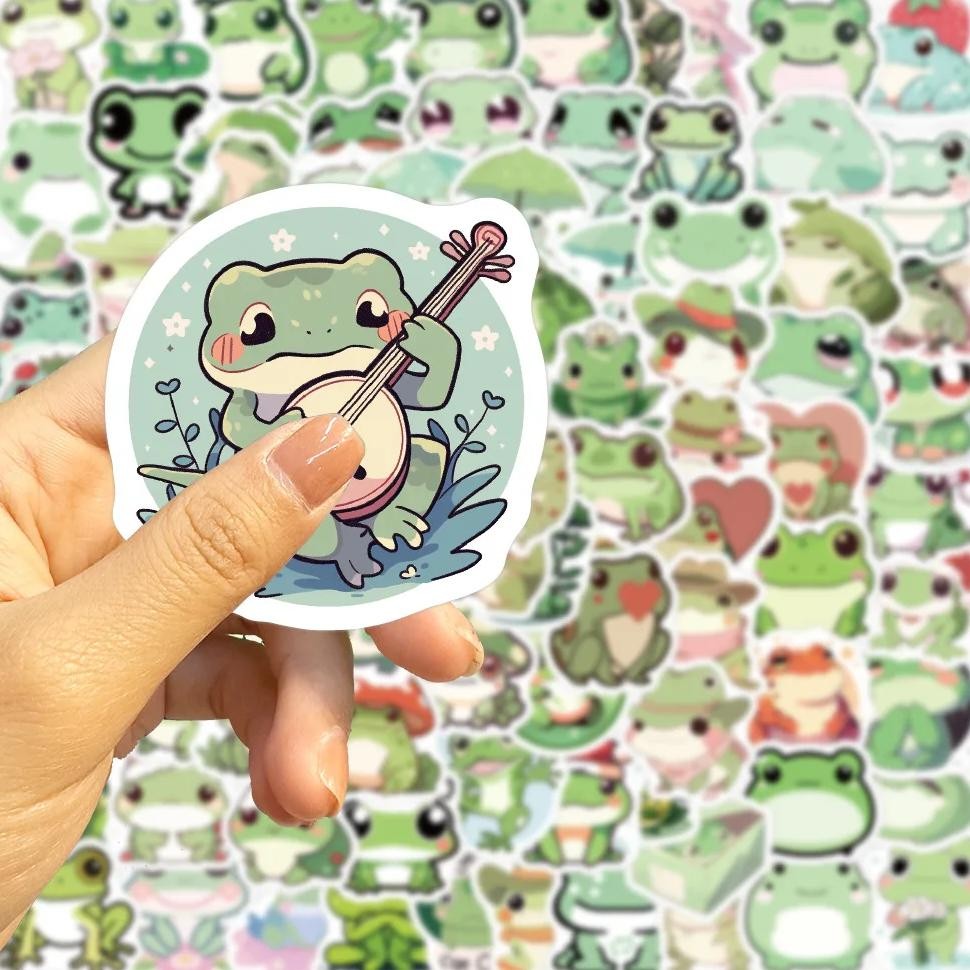 

100Pcs Cute Little Frog Stickers Aesthetic Stationery School Supplies Diy Pvc Decoration Korean Scrapbooking For Kids