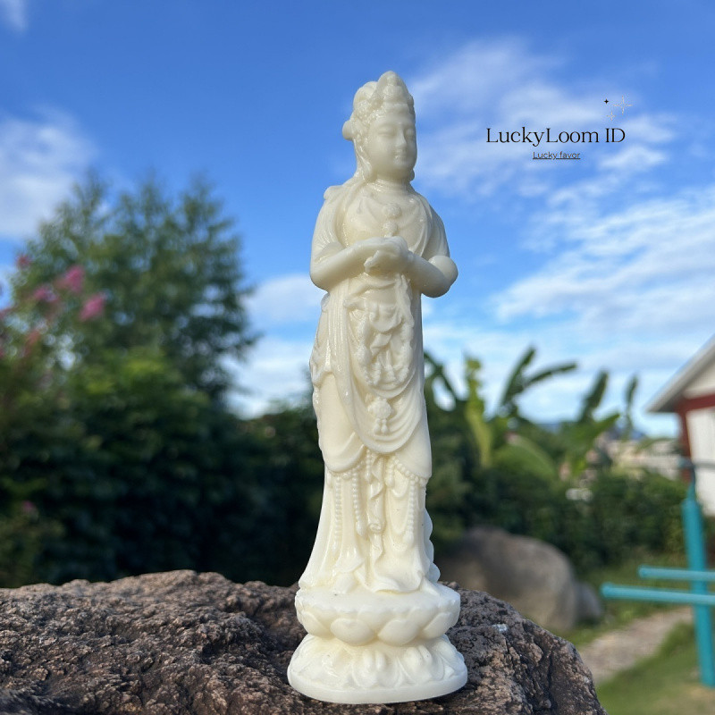 Ivory Fruit Nanhai Guanyin Bodhisattva Figurine Home Decor Buddha Statue Wealth Attracting