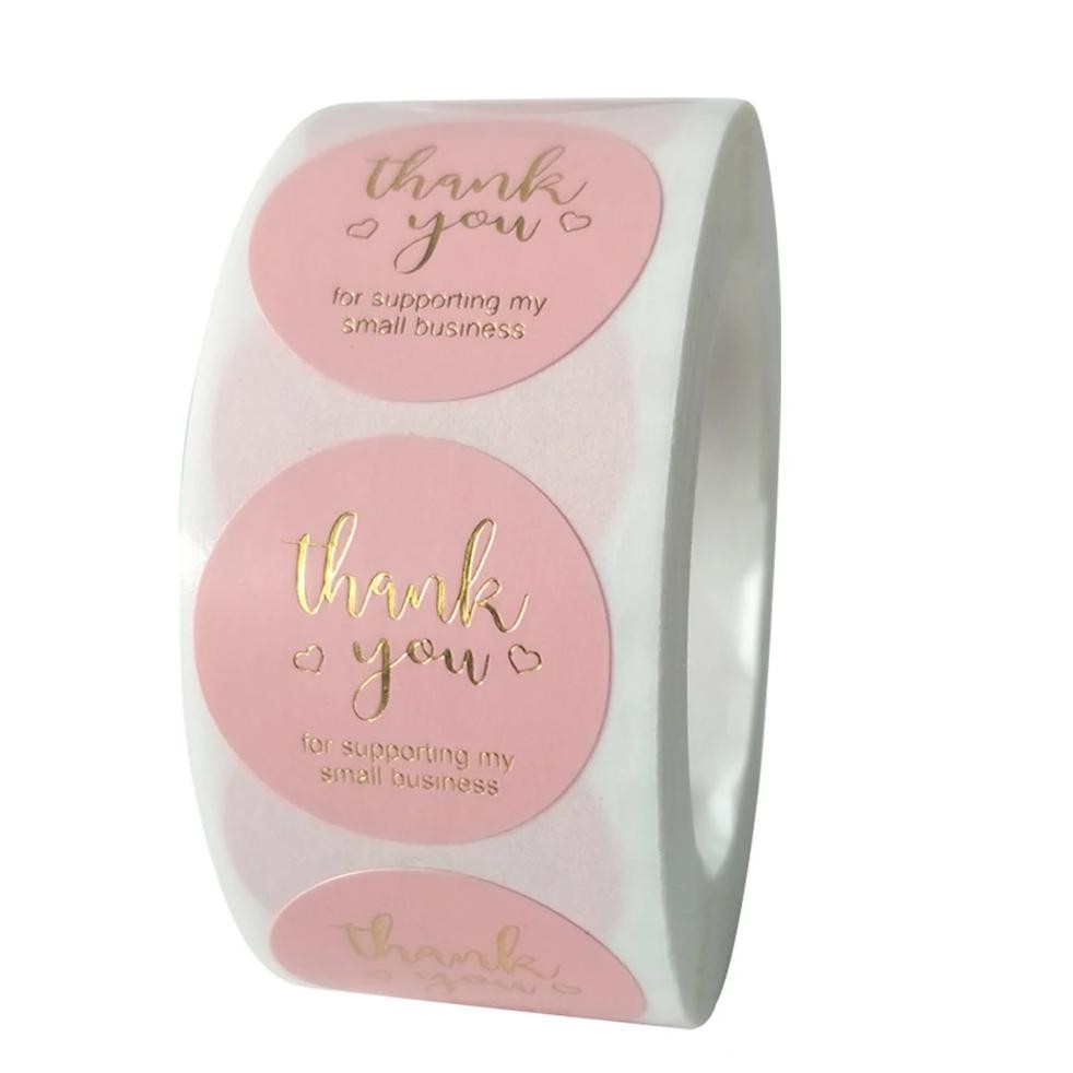

50Pcs Round Pink Business Label Stickers Paper Cute Thank You Stickers For Baking Packaging Seal Labels Stationery Stickers