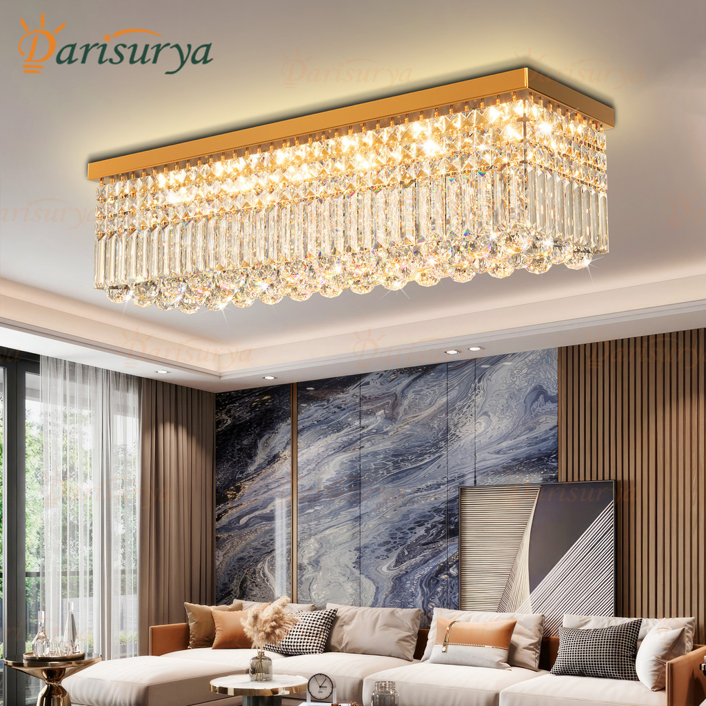 Lampu Gantung Kristal Ruang Tamu Mewah 50cm 3 warna Lampu Hias Gantung Ruang Makan/MiniBar