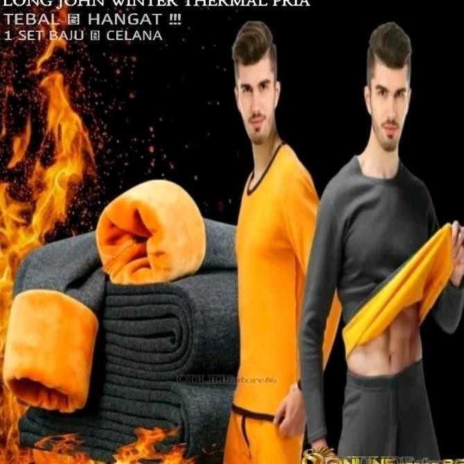 Baju Long John Pria 1 Set Longjohn Thermal Winter Pria Pakaian Musim Dingin Baju Hangat Pria Long Jh