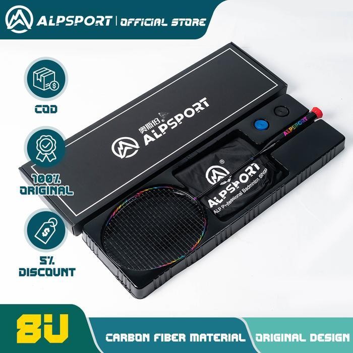Alp Bbq2.0 T800 8U Raket Ofensif Ringan Profesional Super Ringan Raket Bulu Tangkis Senar Serat Karb