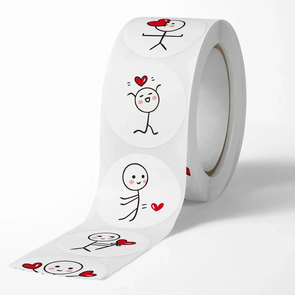 

500Pcs Cartoon Reward Sticker Roll Cute Love Labels Valentine'S Day Sticker For Wedding Gift Decor Envelope Sealing Scrapbooking