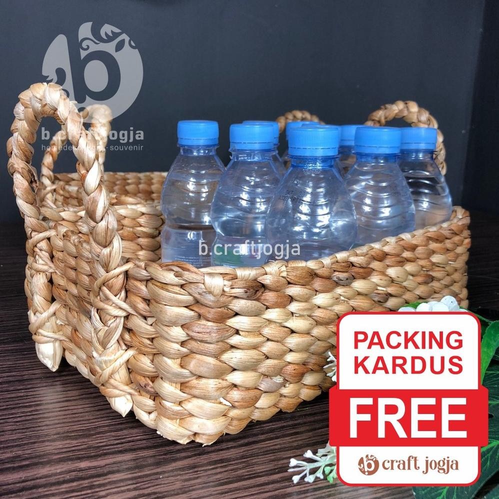 BEST TRAY ENCENG GONDOK CANTIK / KERANJANG ANYAMAN ENCENG GONDOK / TEMPAT AQUA KOSMETIK SERBAGUNA / 