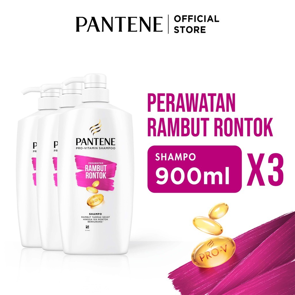 Pantene Sampo Perawatan Rambut Rontok Pro-V 900ml x3 / Pantene Shampoo