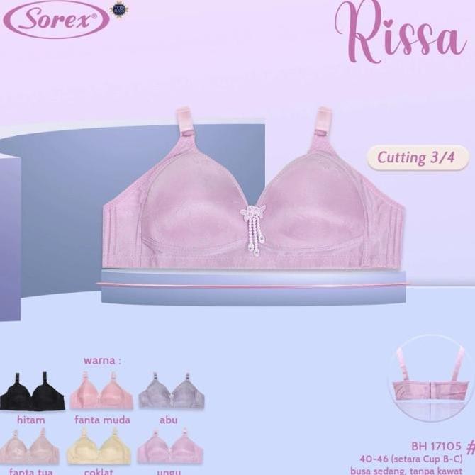 Super Hot, Bra Bh Sorex 17105 Tanpa Kawat Busa Sedang Kait 3 (Cup B-C)