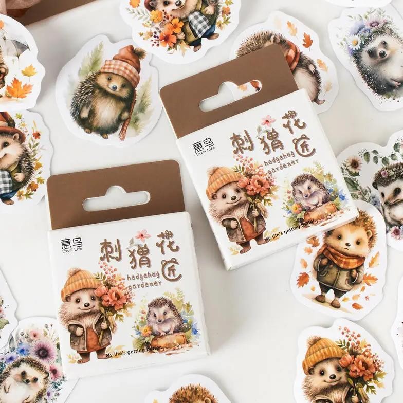 

46PcsPvcCuteCartoonAnimals,HedgehogsAndFlowersCollageRichPatternsStudent Diy Mobile Phones Decoration Stickers