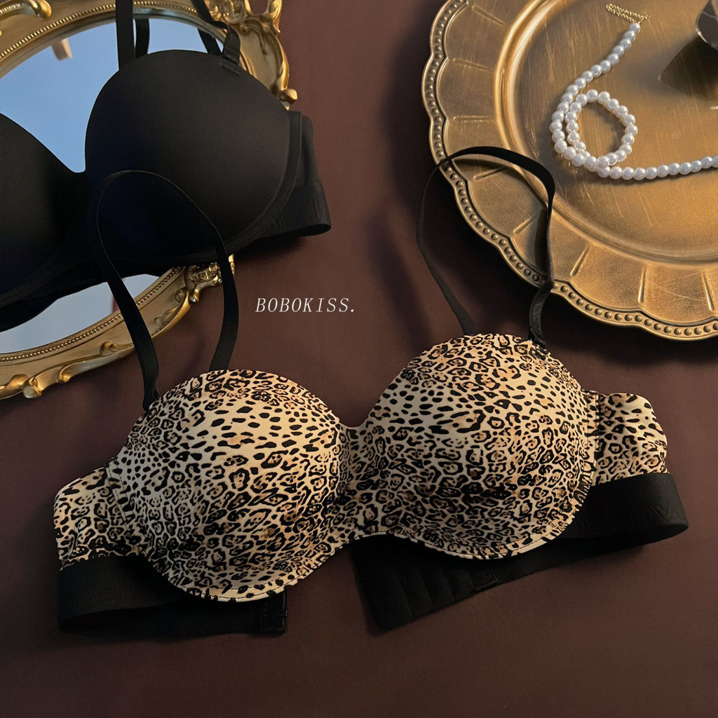 [Saror]Bra Cetak Leopard untuk Wanita, Koleksi Payudara Samping, Bra Tanpa Jahitan
