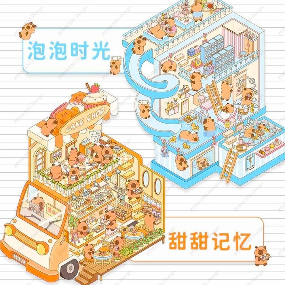

1-6Pcs Cute 3D Bubble Food Car Diy 3D House Stickers Landscape Cabin Scene Sticker Festival Gift For Adult Kid Relief Stress