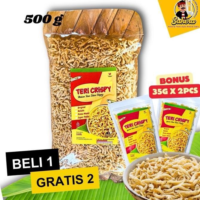 

JH8 (Sakera) [BELI 1 GRATIS 2] 500g+Bonus 70g TERI CRISPY BIKIN HAPPY