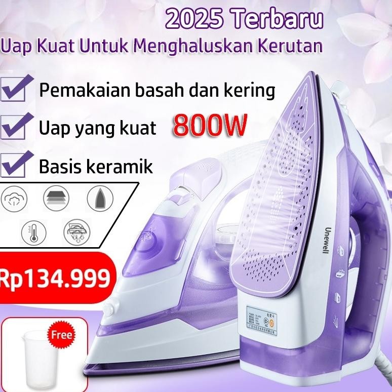 NEW 2025 Setrika Uap Handheld Portable Multifungsi Low Watt 800W Tapak Non-Stick, [terbaik][terlaris