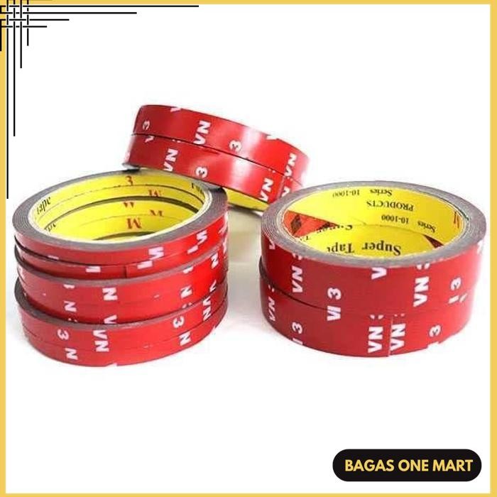 

DOUBLE TAPE 3M MERAH DOUBLE TIP LEM 2 SISI KECIL BESAR VN3 PANJANG 3M TERMURAH