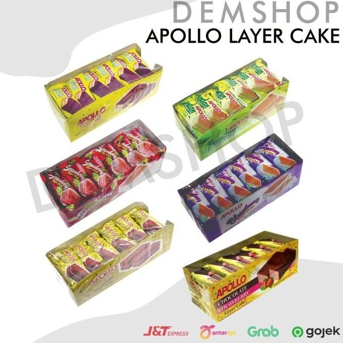 

APOLLO LAYER CAKE 24 pcs - Pandan Cokelat Chocolate Strawberry Blueberry Cocoa ChocoStrawberry