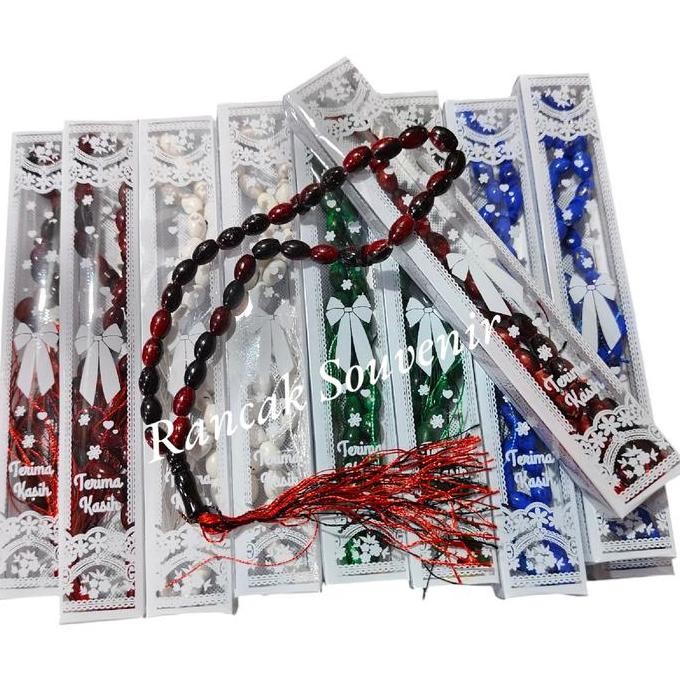 TERBARU Isi 50 Pcs Souvenir Tasbih Batu 33 Butir  Kemas Mika Motif Souvenir Hadiah Oleh Oleh Murah B